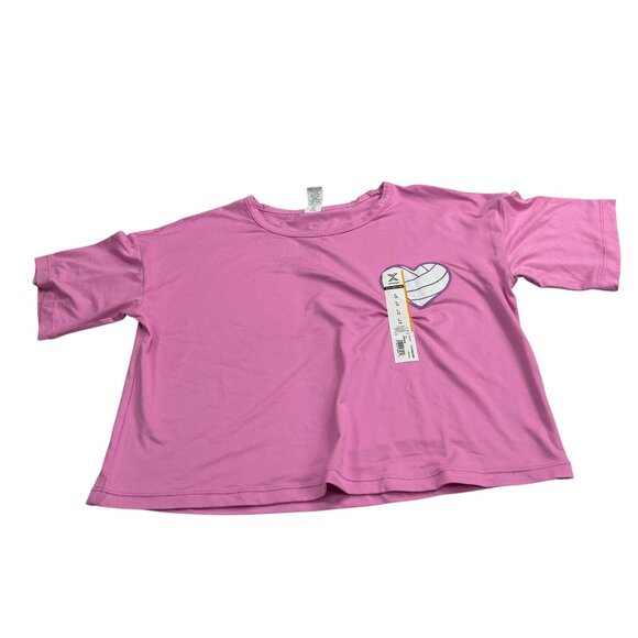 Xersion Other - Girls Pink Xersion Short Sleeve Tee With Volleyball Heart Graphic L 14 Polyester
